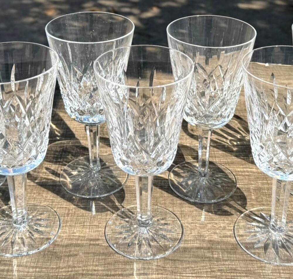 Waterford Lismore Crystal Water Goblets Set of 5 Signed 6 7/8" Ireland